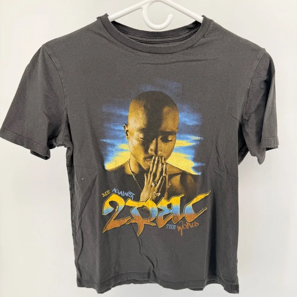 Old Navy 2Pac Me Against the World Graphic T-Shirt‎ Kids XL 14-16 Black Rap Tee